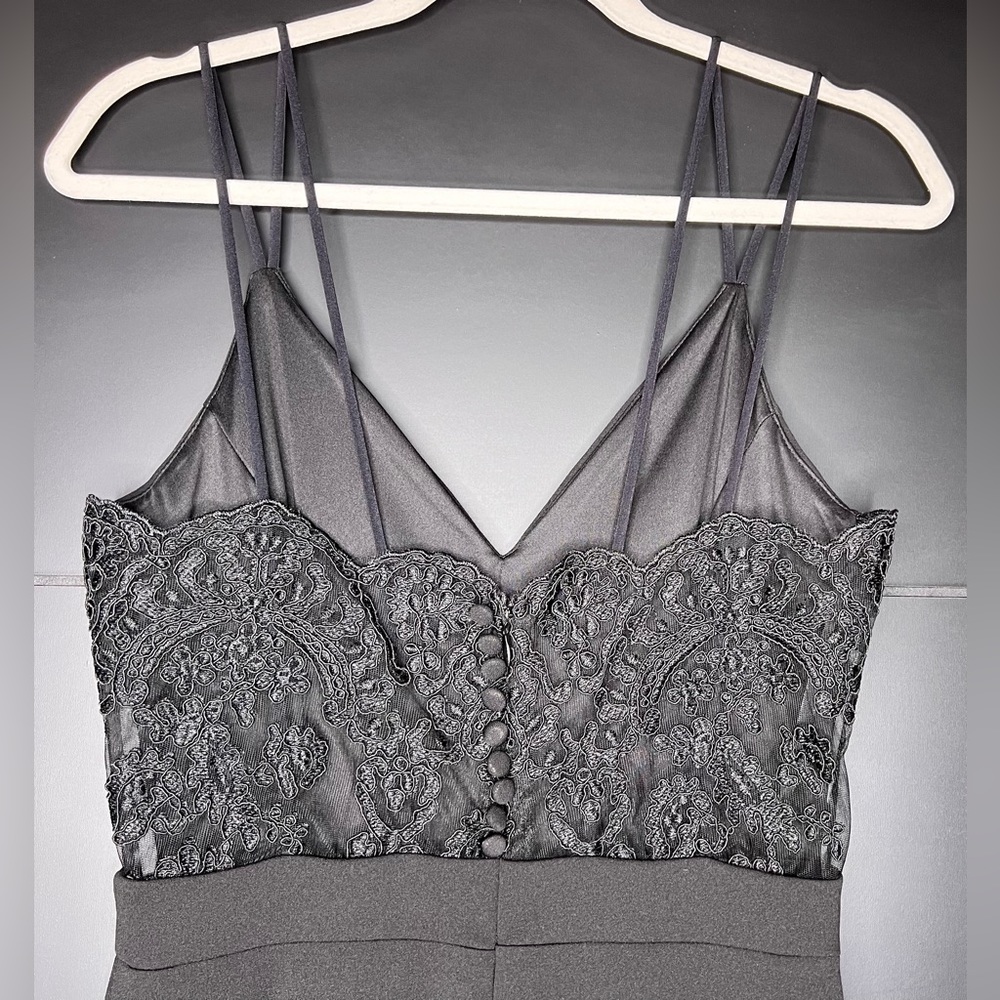 NWOT Black floor-length lace-back Formal Gown